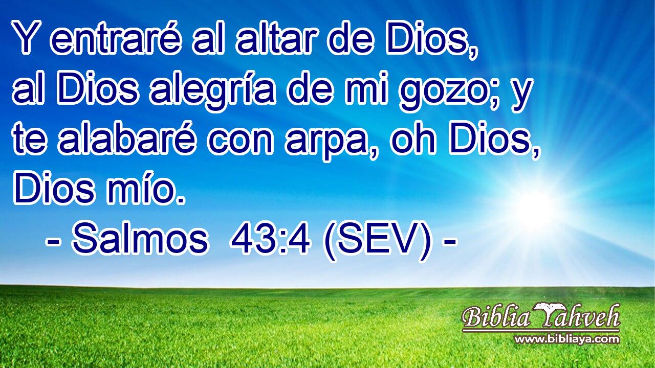 Y entraré al altar de Dios, al Dios alegría de mi gozo; y te alabaré con arpa, oh Dios, Dios mío.