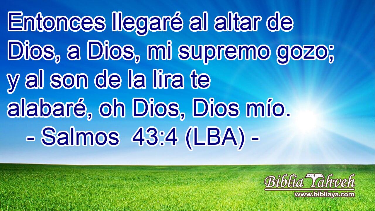 Entonces llegaré al altar de Dios, a Dios, mi supremo gozo; y al son de la lira te alabaré, oh Dios, Dios mío.