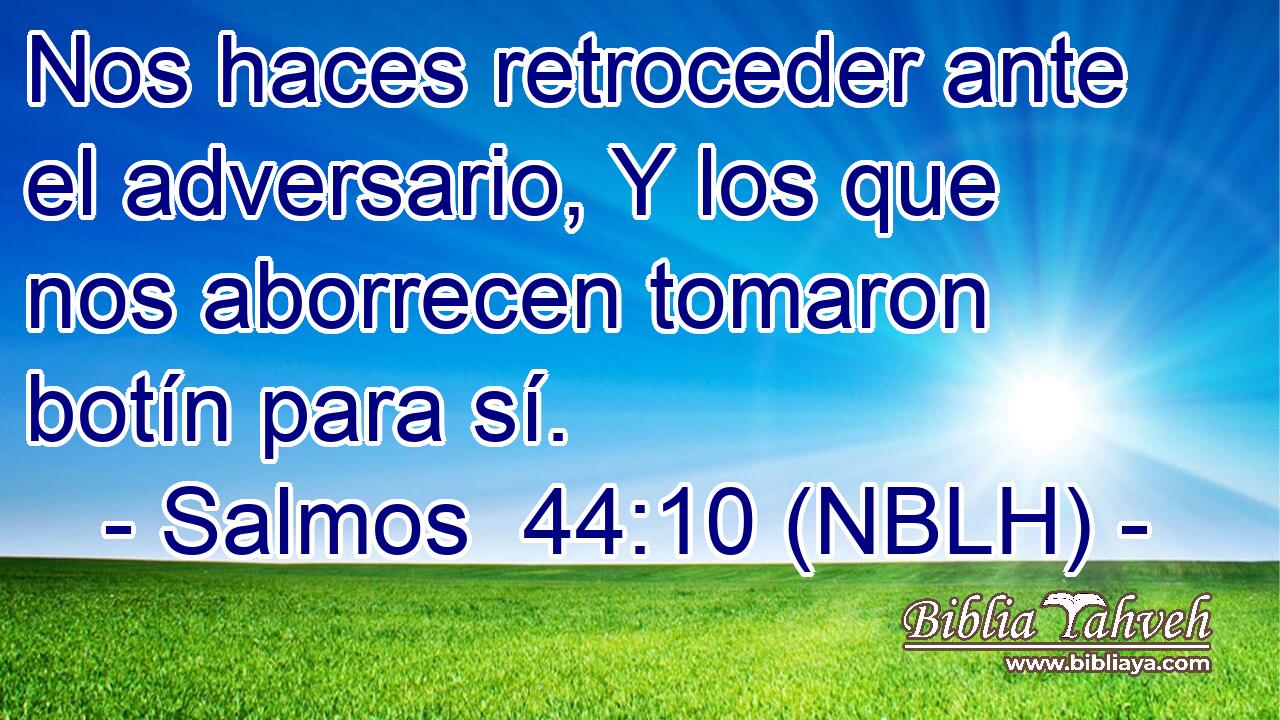  Nos haces retroceder ante el adversario, Y los que nos aborrecen tomaron botín para sí. 