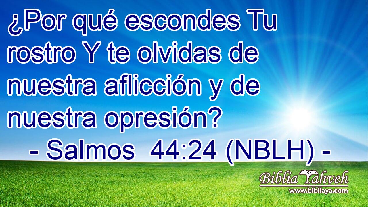  ¿Por qué escondes Tu rostro Y te olvidas de nuestra aflicción y de nuestra opresión? 