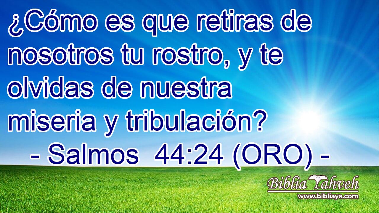  ¿Cómo es que retiras de nosotros tu rostro, y te olvidas de nuestra miseria y tribulación? 