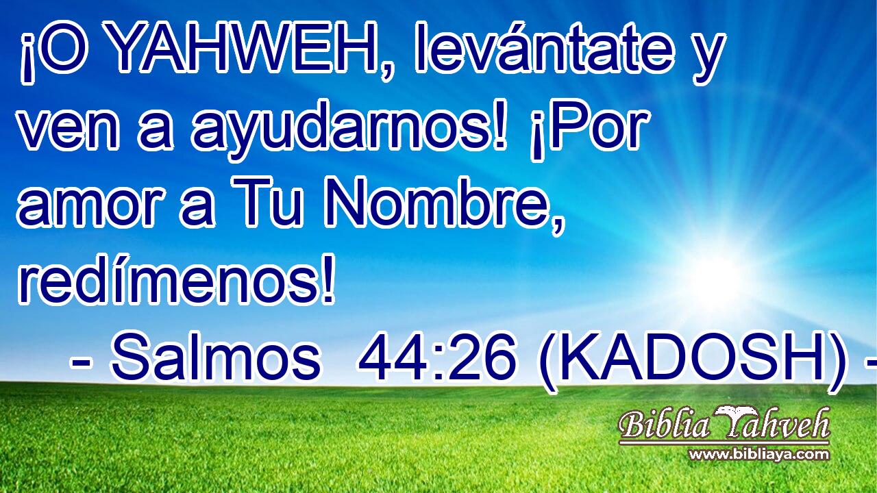  ¡O YAHWEH, levántate y ven a ayudarnos! ¡Por amor a Tu Nombre, redímenos! 