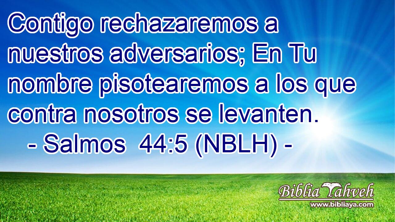  Contigo rechazaremos a nuestros adversarios; En Tu nombre pisotearemos a los que contra nosotros se levanten. 