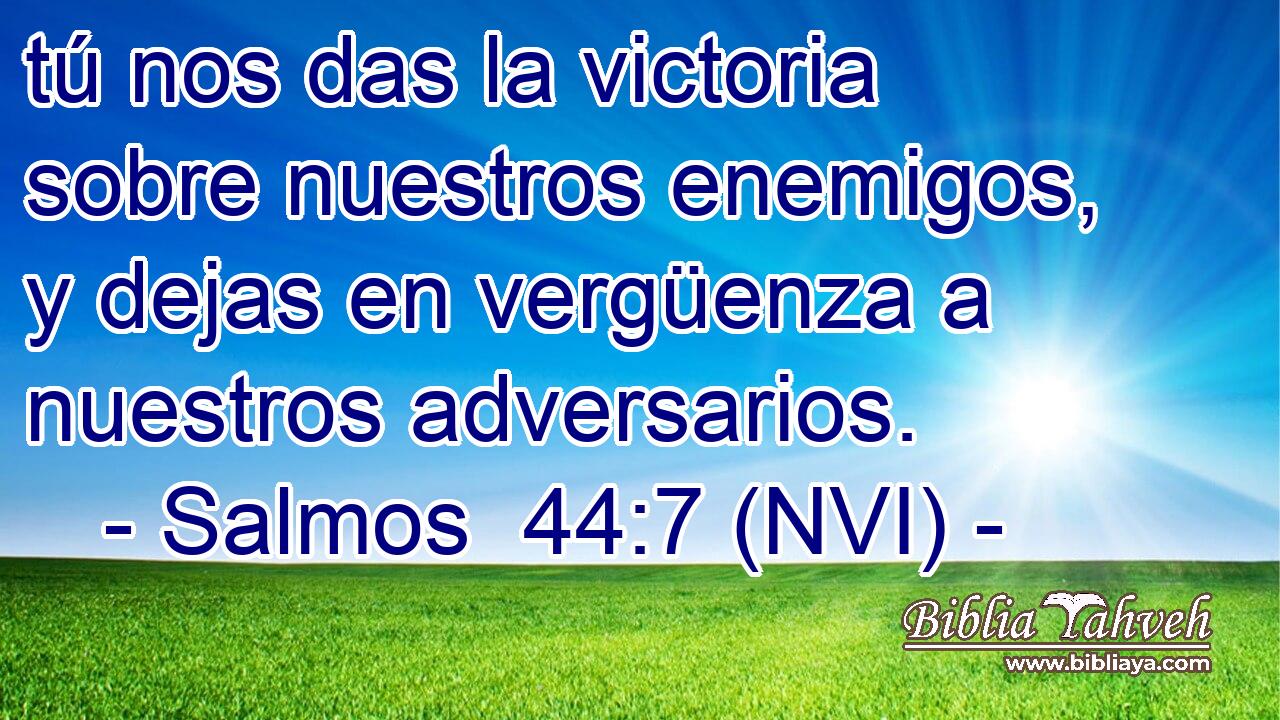  tú nos das la victoria sobre nuestros enemigos, y dejas en vergüenza a nuestros adversarios. 