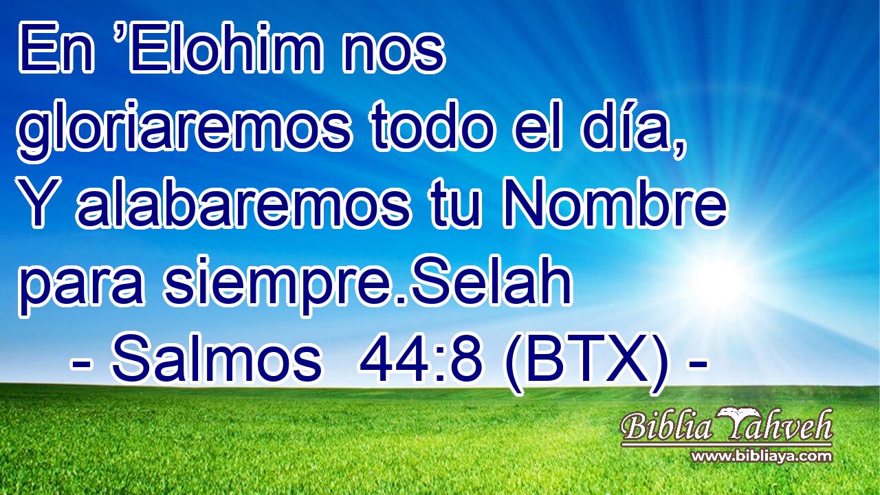 En ’Elohim nos gloriaremos todo el día, Y alabaremos tu Nombre para siempre.Selah