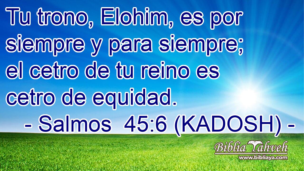  Tu trono, Elohim, es por siempre y para siempre; el cetro de tu reino es cetro de equidad. 