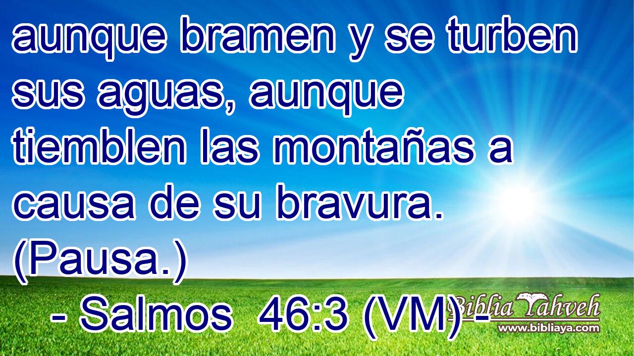  aunque bramen y se turben sus aguas, aunque tiemblen las montañas a causa de su bravura. (Pausa.) 