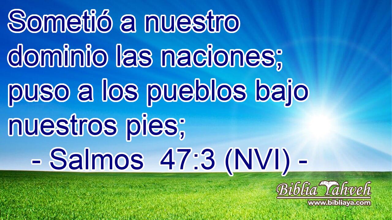  Sometió a nuestro dominio las naciones; puso a los pueblos bajo nuestros pies; 