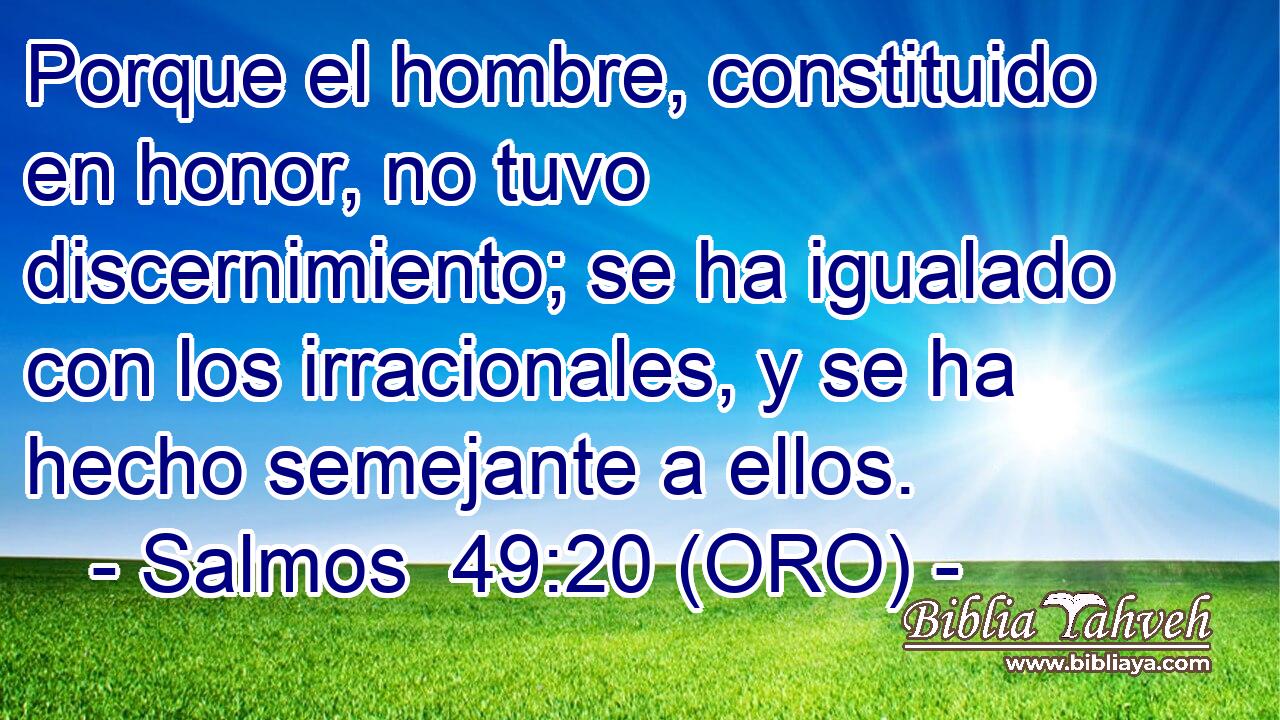  Porque el hombre, constituido en honor, no tuvo discernimiento; se ha igualado con los irracionales, y se ha hecho semejante a ellos. 