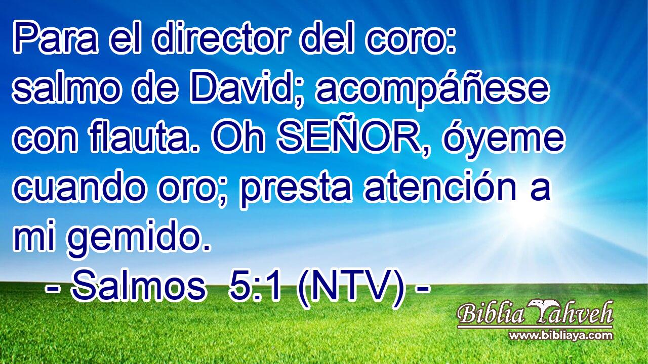 Para el director del coro: salmo de David; acompáñese con flauta. Oh SEÑOR, óyeme cuando oro; presta atención a mi gemido.