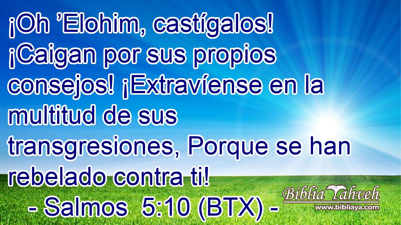 ¡Oh ’Elohim, castígalos! ¡Caigan por sus propios consejos! ¡Extravíense en la multitud de sus transgresiones, Porque se han rebelado contra ti!