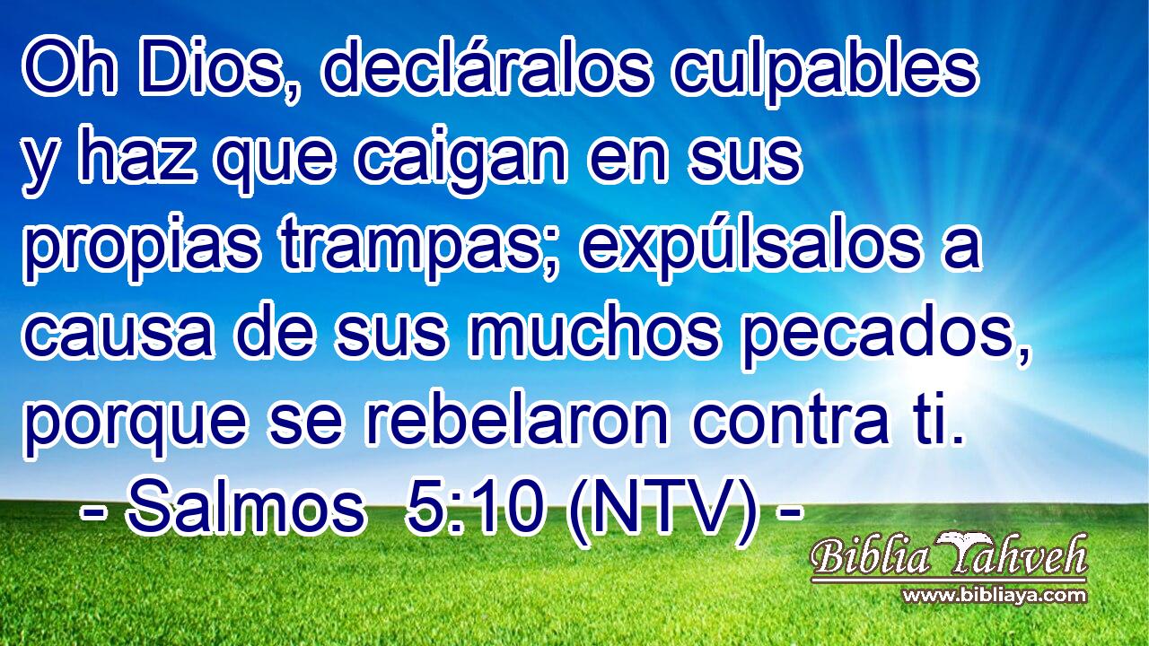 Oh Dios, decláralos culpables y haz que caigan en sus propias trampas; expúlsalos a causa de sus muchos pecados, porque se rebelaron contra ti.