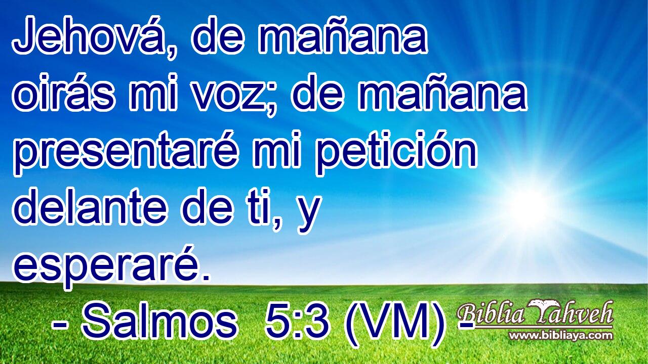 Jehová, de mañana oirás mi voz; de mañana presentaré mi petición delante de ti, y esperaré. 