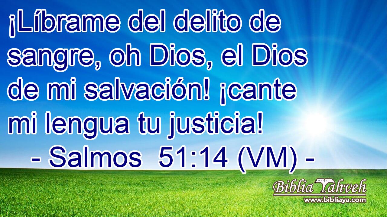  ¡Líbrame del delito de sangre, oh Dios, el Dios de mi salvación! ¡cante mi lengua tu justicia! 