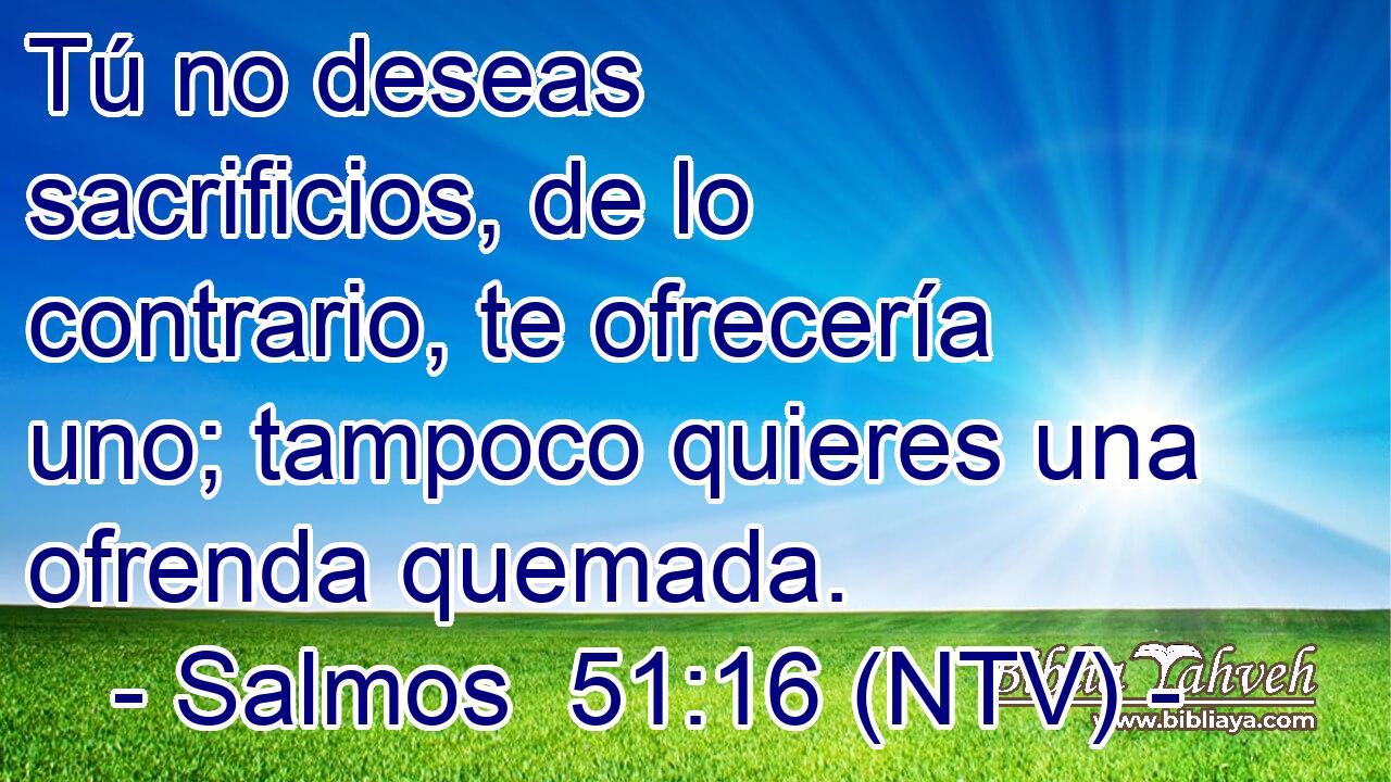 Tú no deseas sacrificios, de lo contrario, te ofrecería uno; tampoco quieres una ofrenda quemada.