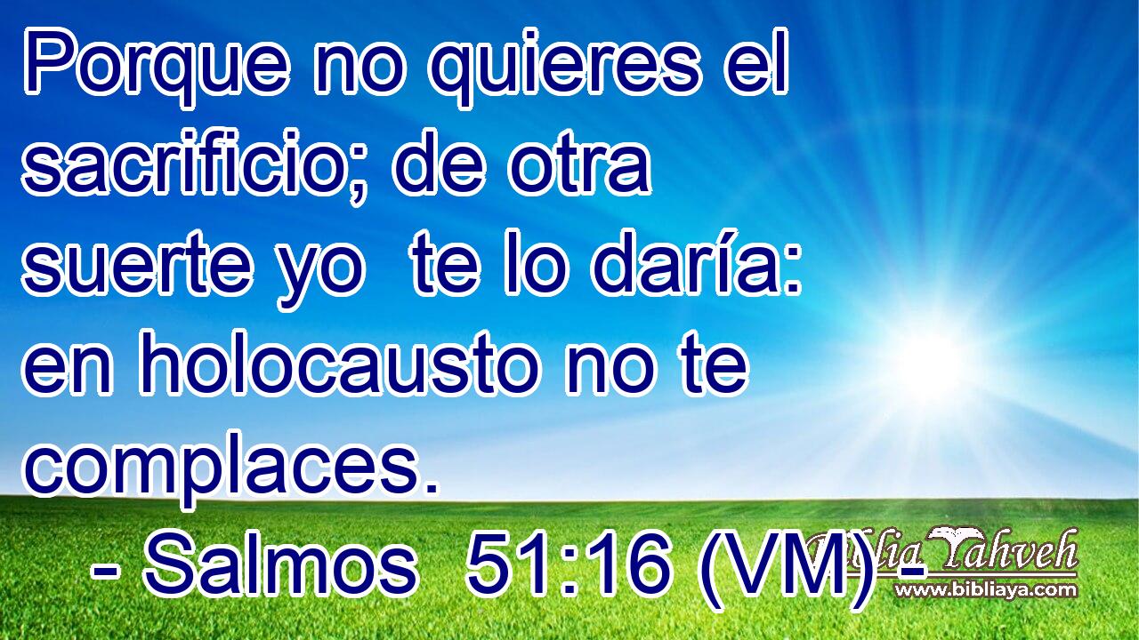  Porque no quieres el sacrificio; de otra suerte yo  te lo daría: en holocausto no te complaces. 