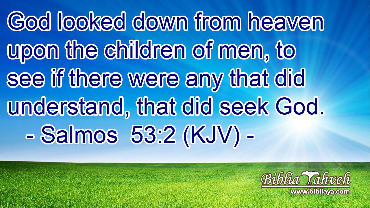 God looked down from heaven upon the children of men, to see if there were any that did understand, that did seek God.