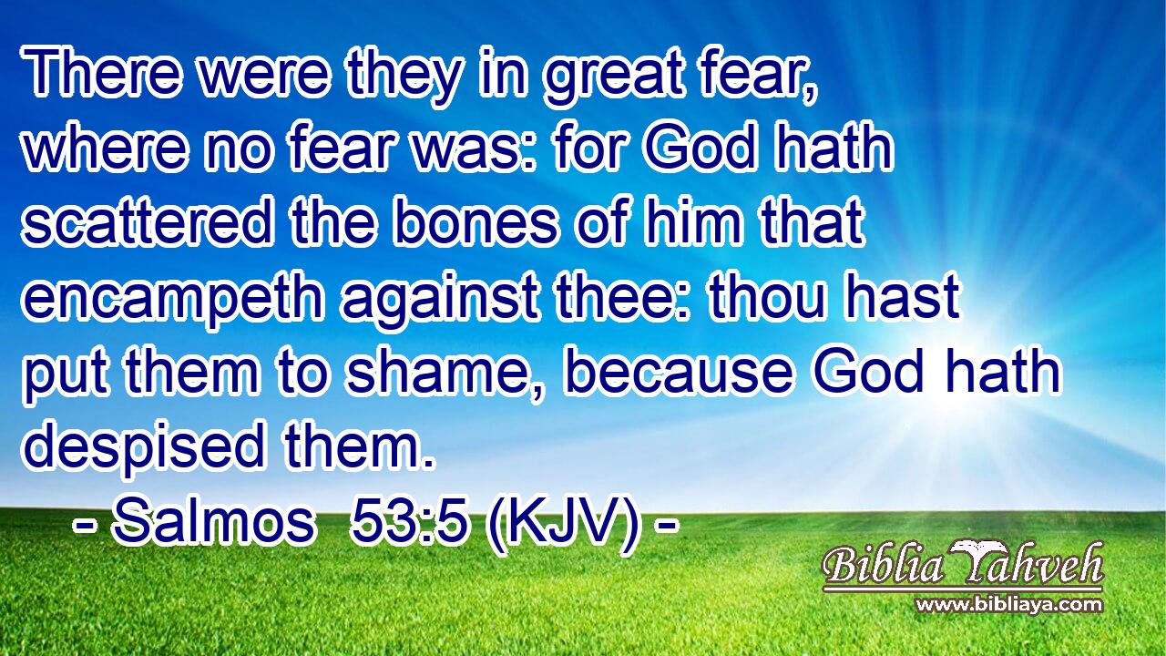 There were they in great fear, where no fear was: for God hath scattered the bones of him that encampeth against thee: thou hast put them to shame, because God hath despised them.
