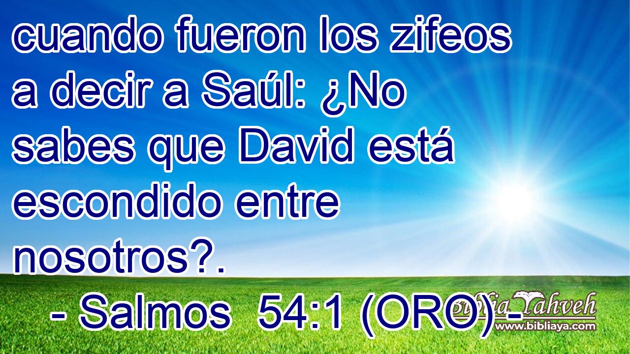  cuando fueron los zifeos a decir a Saúl: ¿No sabes que David está escondido entre nosotros?.