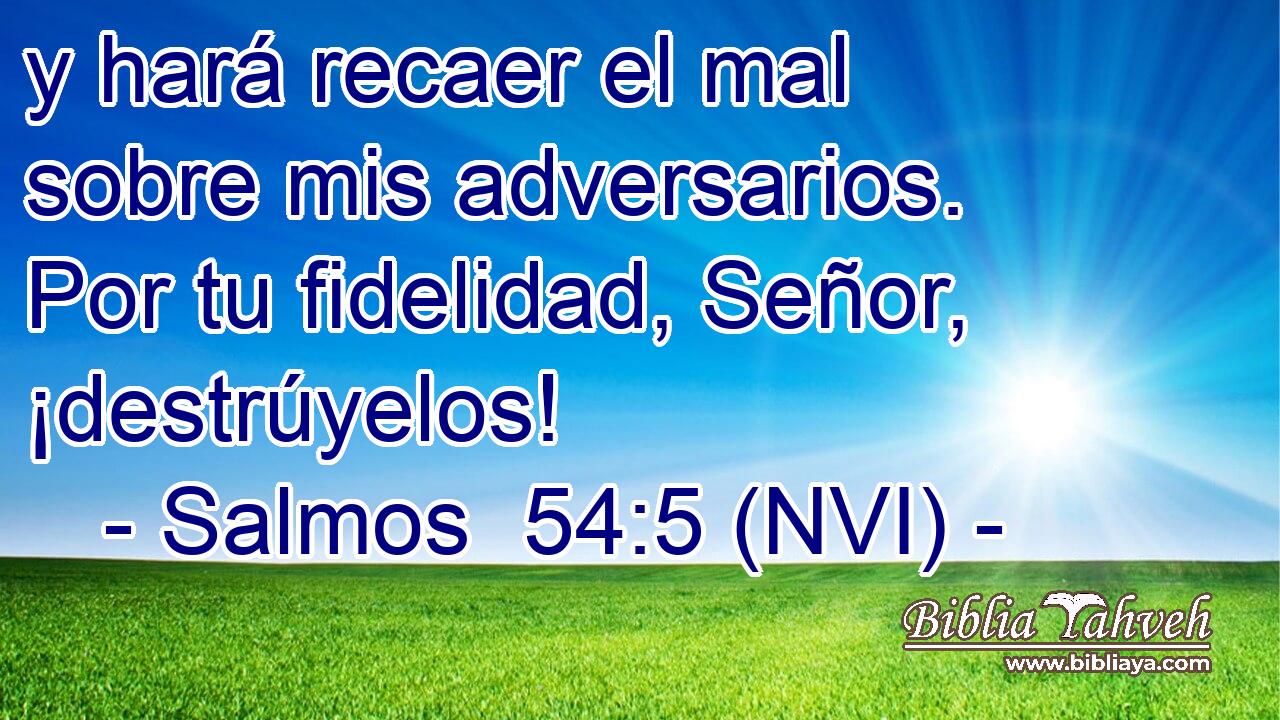  y hará recaer el mal sobre mis adversarios. Por tu fidelidad, Señor, ¡destrúyelos! 