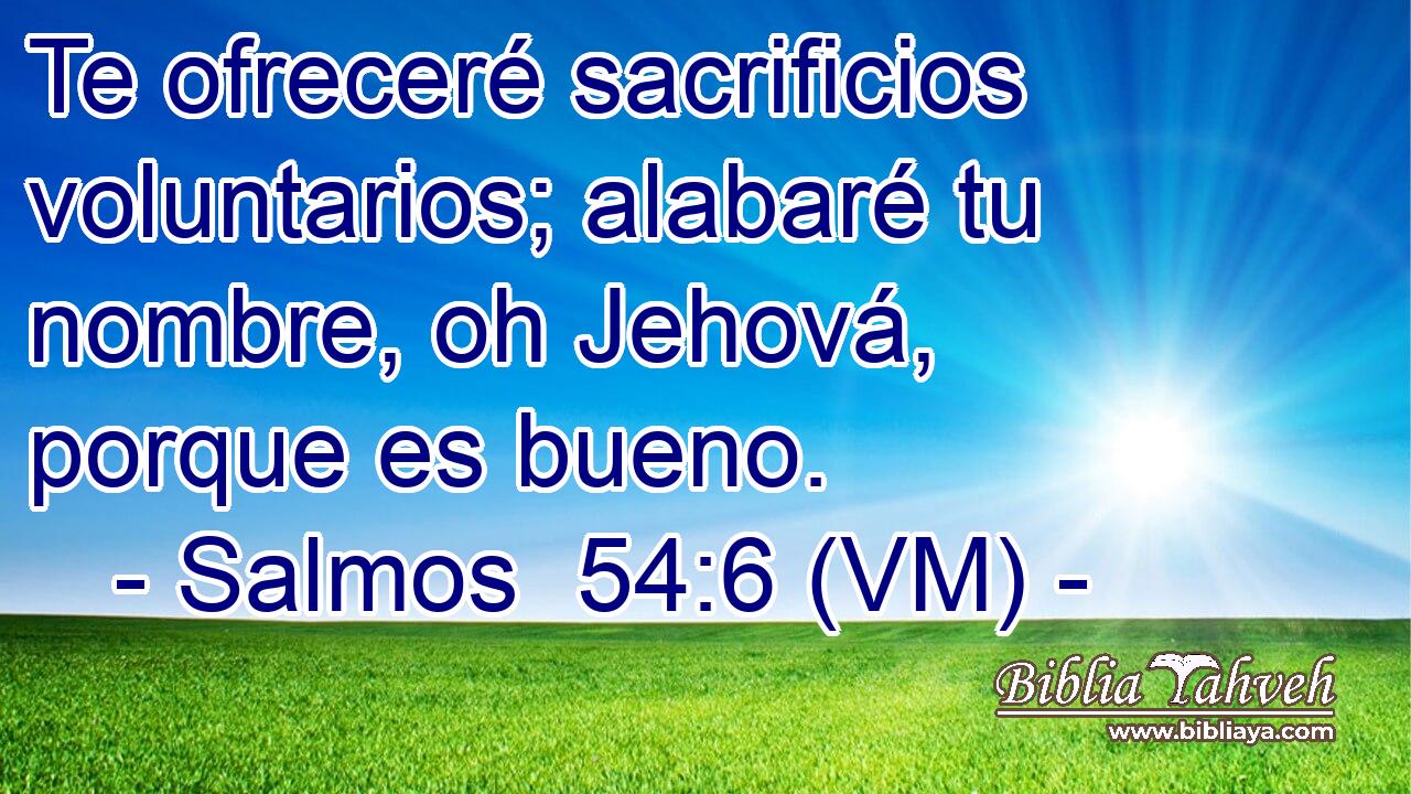  Te ofreceré sacrificios voluntarios; alabaré tu nombre, oh Jehová, porque es bueno. 