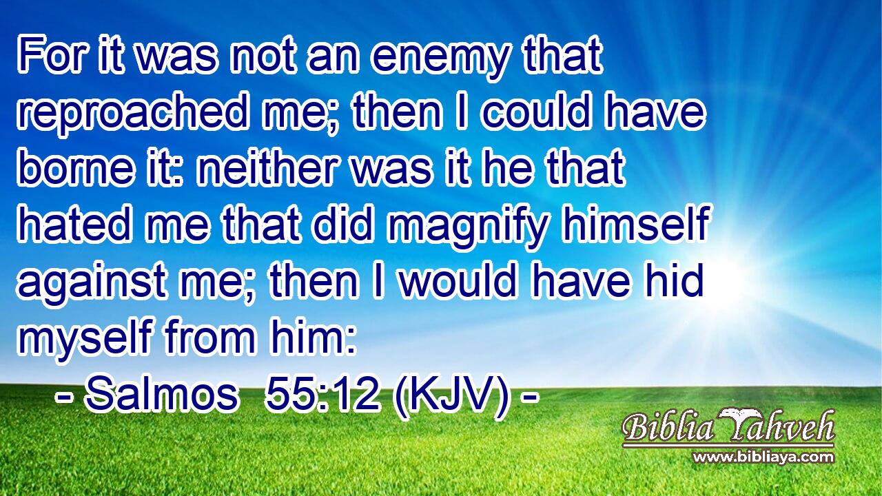For it was not an enemy that reproached me; then I could have borne it: neither was it he that hated me that did magnify himself against me; then I would have hid myself from him: