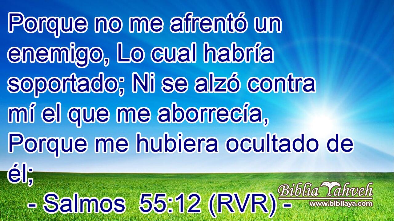 Porque no me afrentó un enemigo, Lo cual habría soportado; Ni se alzó contra mí el que me aborrecía, Porque me hubiera ocultado de él;