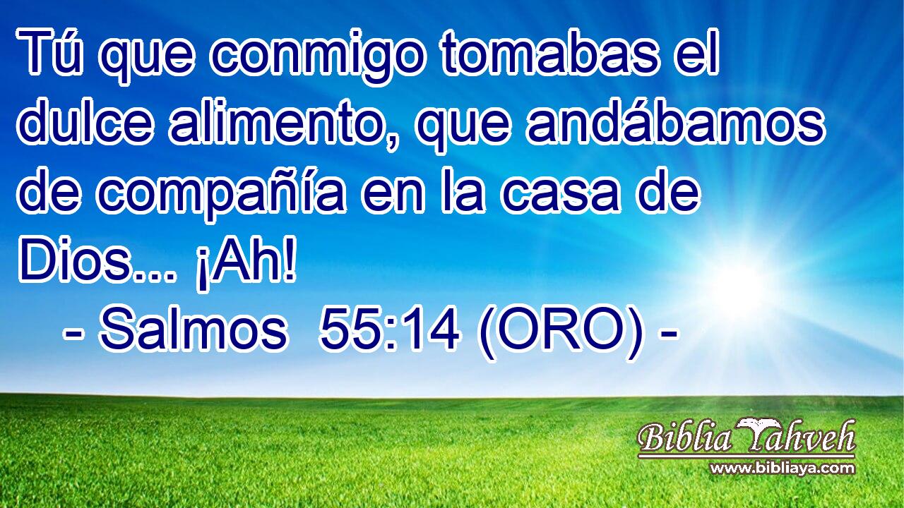  Tú que conmigo tomabas el dulce alimento, que andábamos de compañía en la casa de Dios... ¡Ah! 