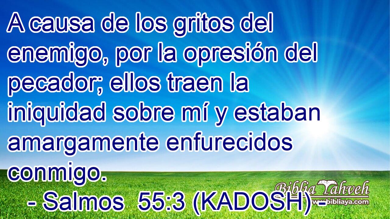  A causa de los gritos del enemigo, por la opresión del pecador; ellos traen la iniquidad sobre mí y estaban amargamente enfurecidos conmigo. 