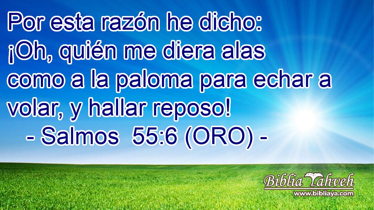  Por esta razón he dicho: ¡Oh, quién me diera alas como a la paloma para echar a volar, y hallar reposo! 