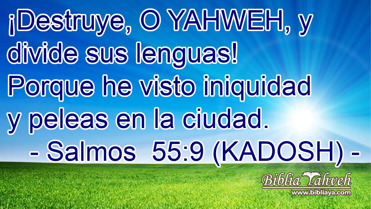  ¡Destruye, O YAHWEH, y divide sus lenguas! Porque he visto iniquidad y peleas en la ciudad. 