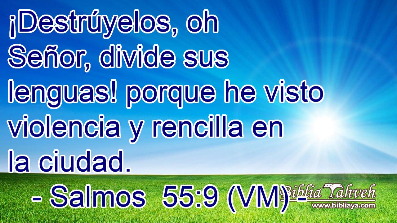  ¡Destrúyelos, oh Señor, divide sus lenguas! porque he visto violencia y rencilla en la ciudad. 
