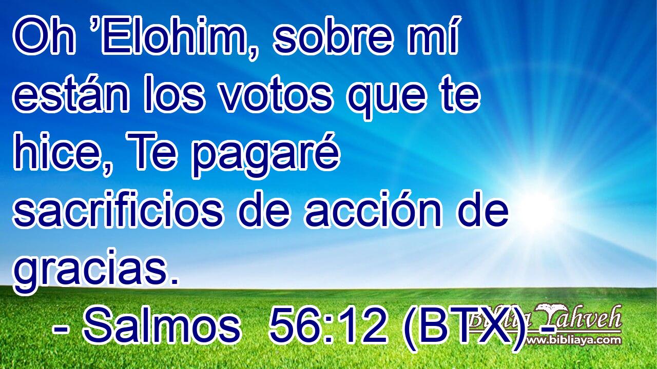 Oh ’Elohim, sobre mí están los votos que te hice, Te pagaré sacrificios de acción de gracias.