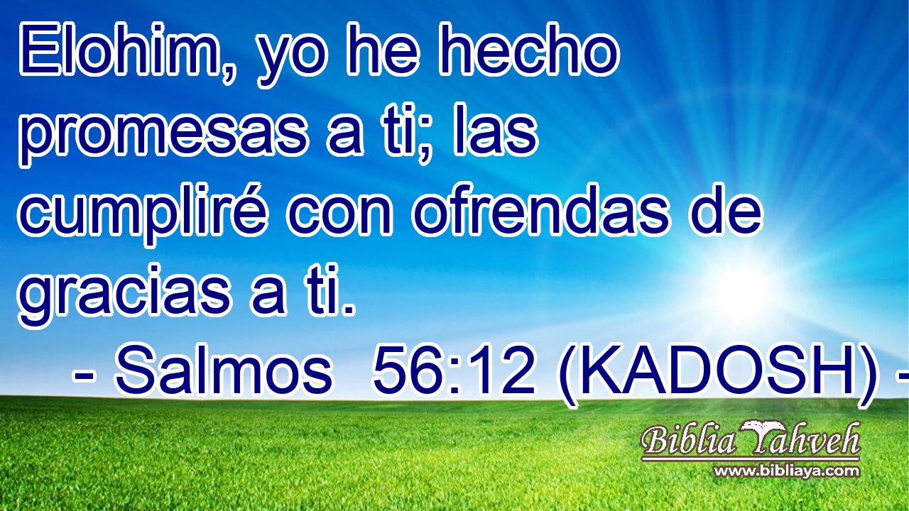  Elohim, yo he hecho promesas a ti; las cumpliré con ofrendas de gracias a ti. 