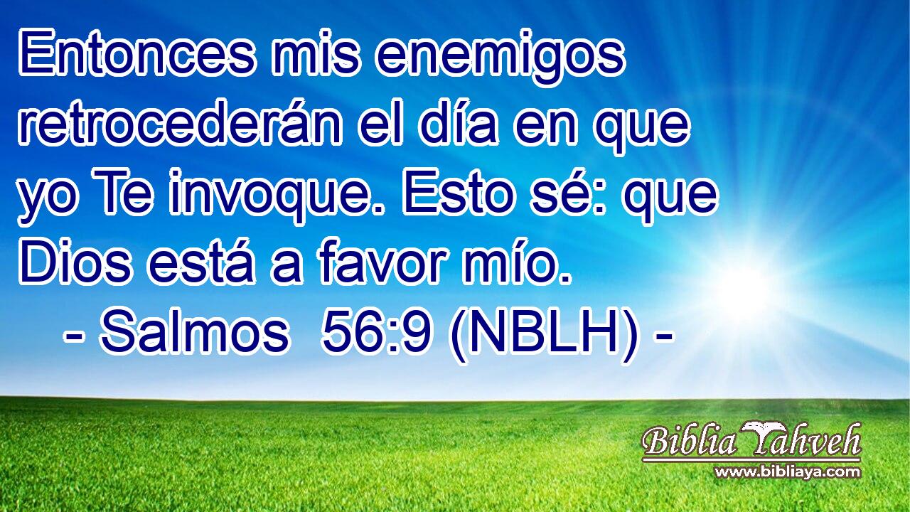  Entonces mis enemigos retrocederán el día en que yo Te invoque. Esto sé: que Dios está a favor mío. 