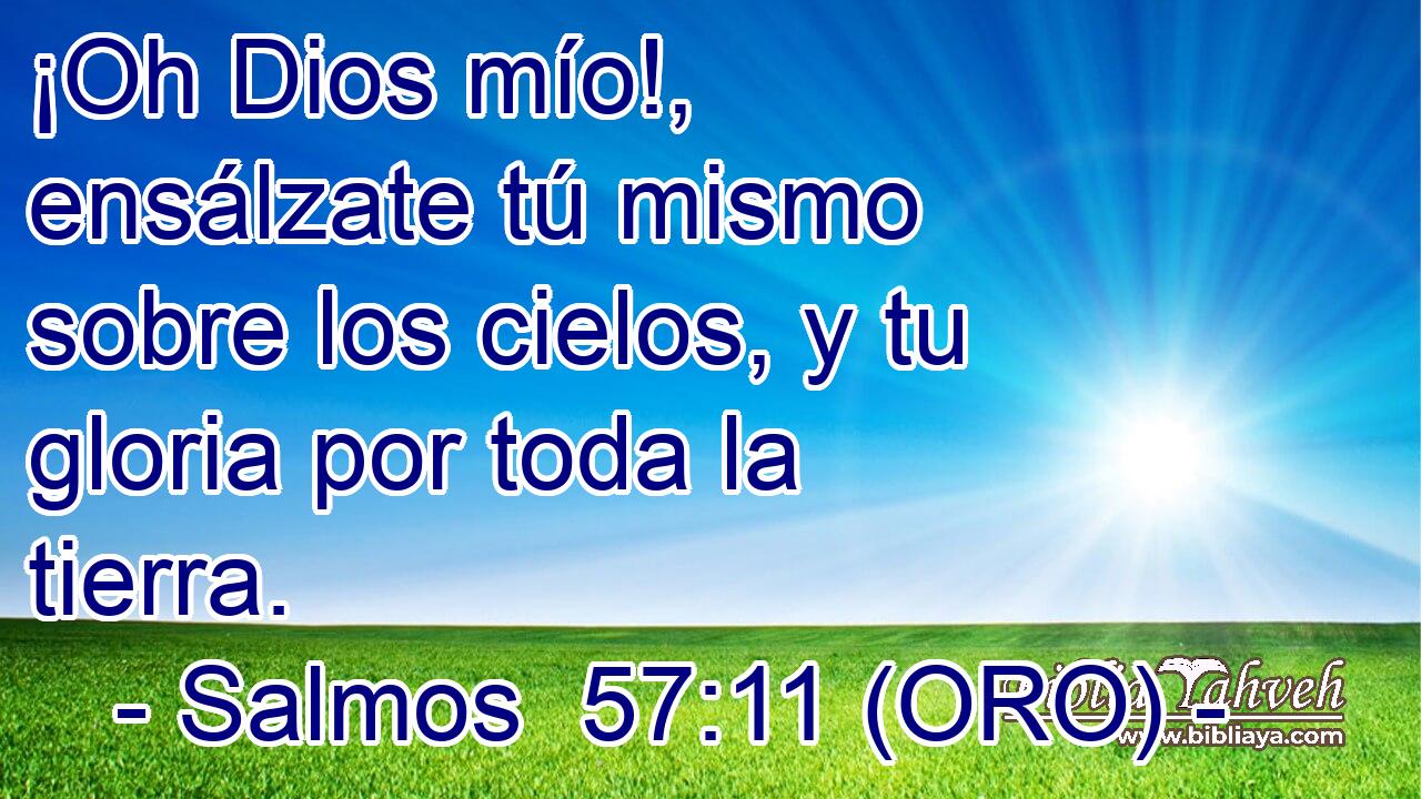  ¡Oh Dios mío!, ensálzate tú mismo sobre los cielos, y tu gloria por toda la tierra. 