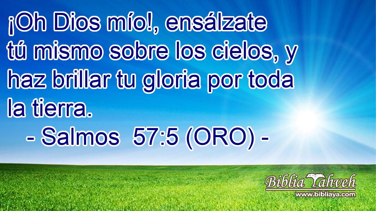  ¡Oh Dios mío!, ensálzate tú mismo sobre los cielos, y haz brillar tu gloria por toda la tierra. 