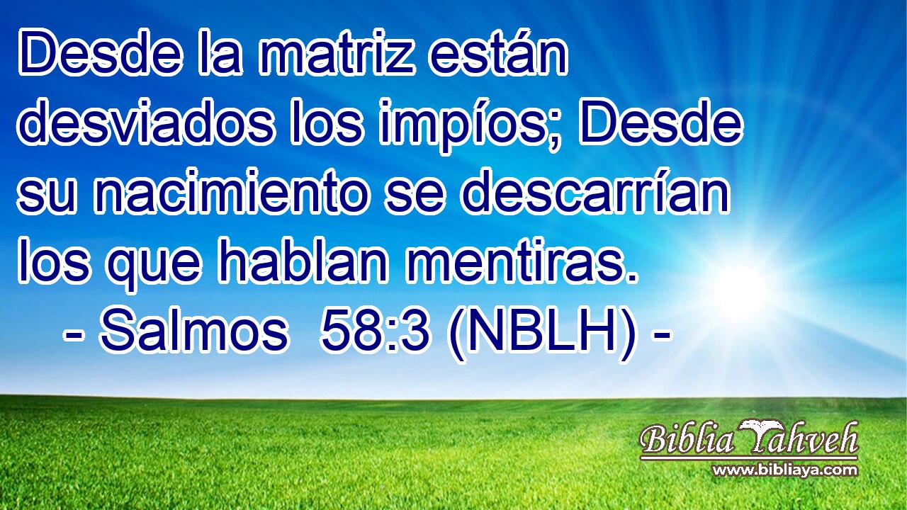  Desde la matriz están desviados los impíos; Desde su nacimiento se descarrían los que hablan mentiras. 