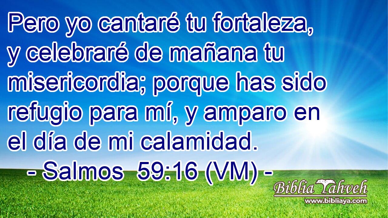  Pero yo cantaré tu fortaleza, y celebraré de mañana tu misericordia; porque has sido refugio para mí, y amparo en el día de mi calamidad. 