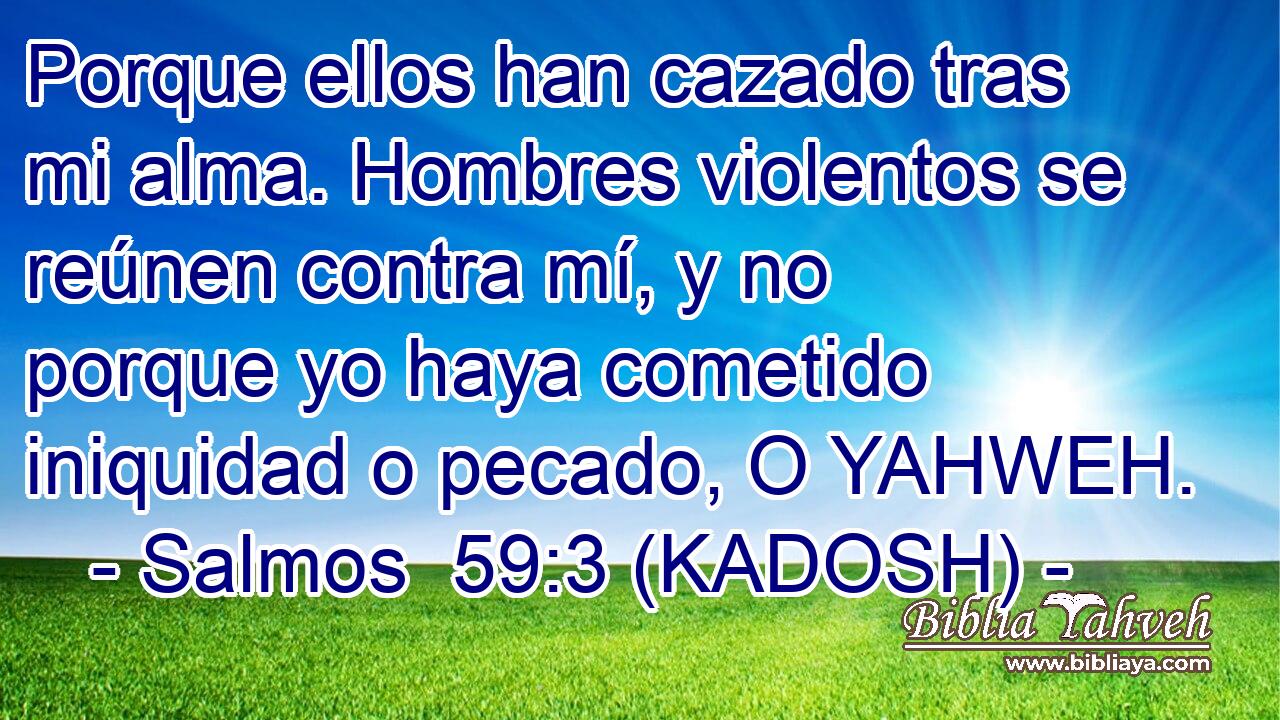  Porque ellos han cazado tras mi alma. Hombres violentos se reúnen contra mí, y no porque yo haya cometido iniquidad o pecado, O YAHWEH. 