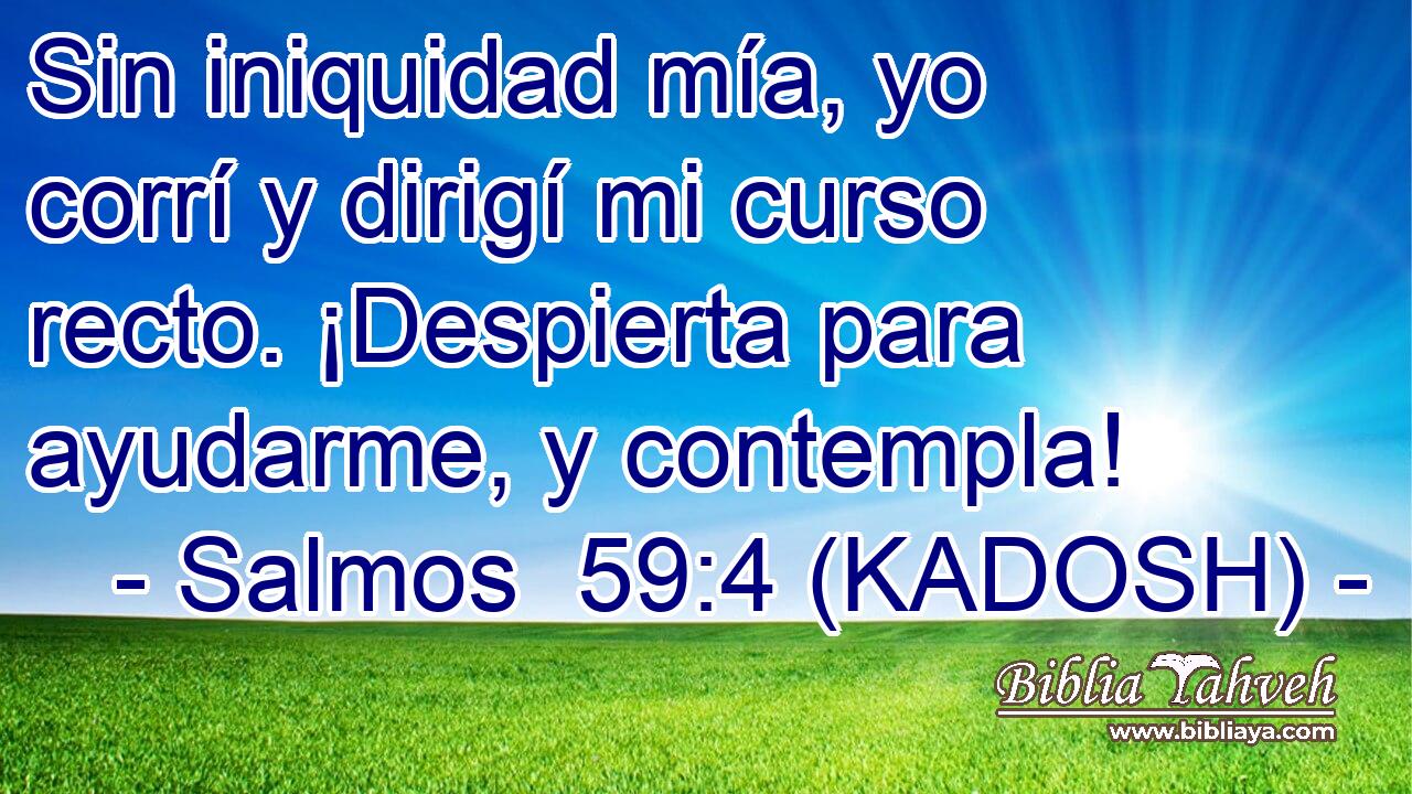  Sin iniquidad mía, yo corrí y dirigí mi curso recto. ¡Despierta para ayudarme, y contempla! 