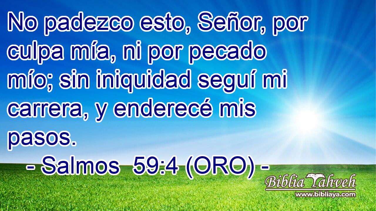  No padezco esto, Señor, por culpa mía, ni por pecado mío; sin iniquidad seguí mi carrera, y enderecé mis pasos. 