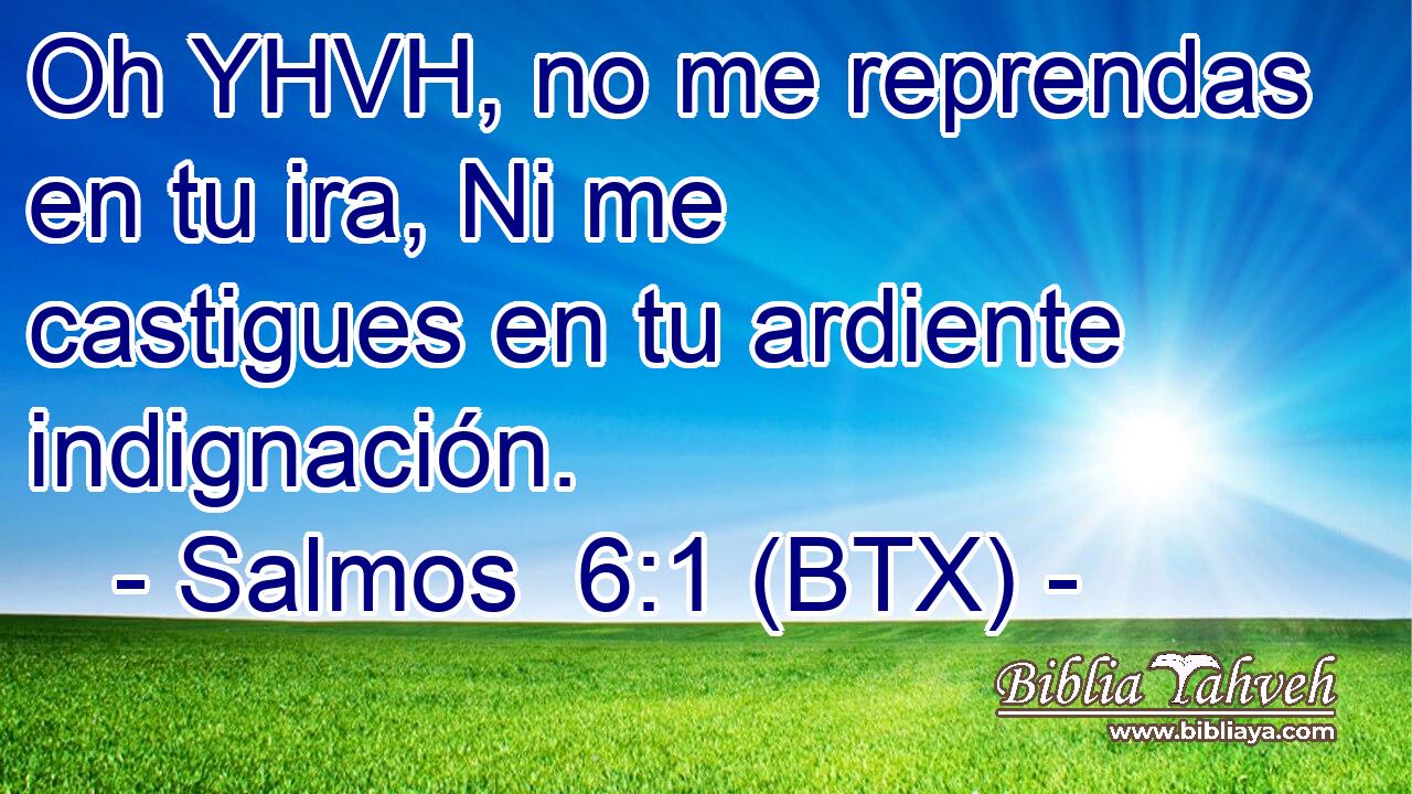 Oh YHVH, no me reprendas en tu ira, Ni me castigues en tu ardiente indignación.