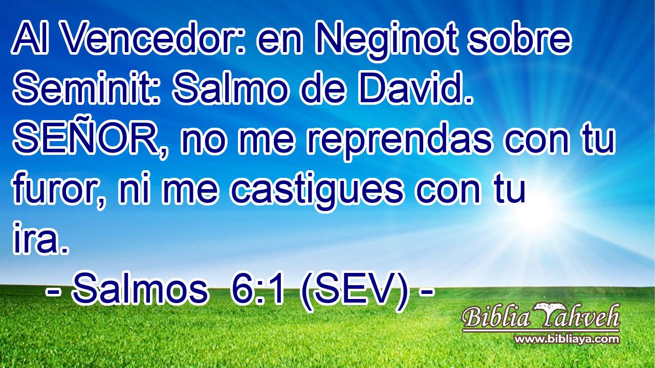 Al Vencedor: en Neginot sobre Seminit: Salmo de David. SEÑOR, no me reprendas con tu furor, ni me castigues con tu ira.