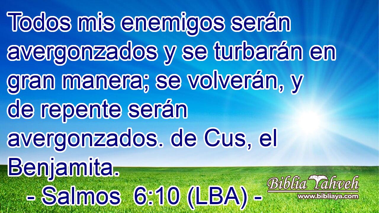 Todos mis enemigos serán avergonzados y se turbarán en gran manera; se volverán, y de repente serán avergonzados. de Cus, el Benjamita.
