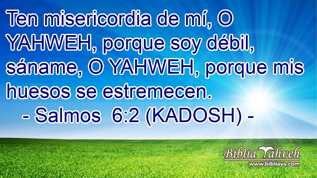  Ten misericordia de mí, O YAHWEH, porque soy débil, sáname, O YAHWEH, porque mis huesos se estremecen. 