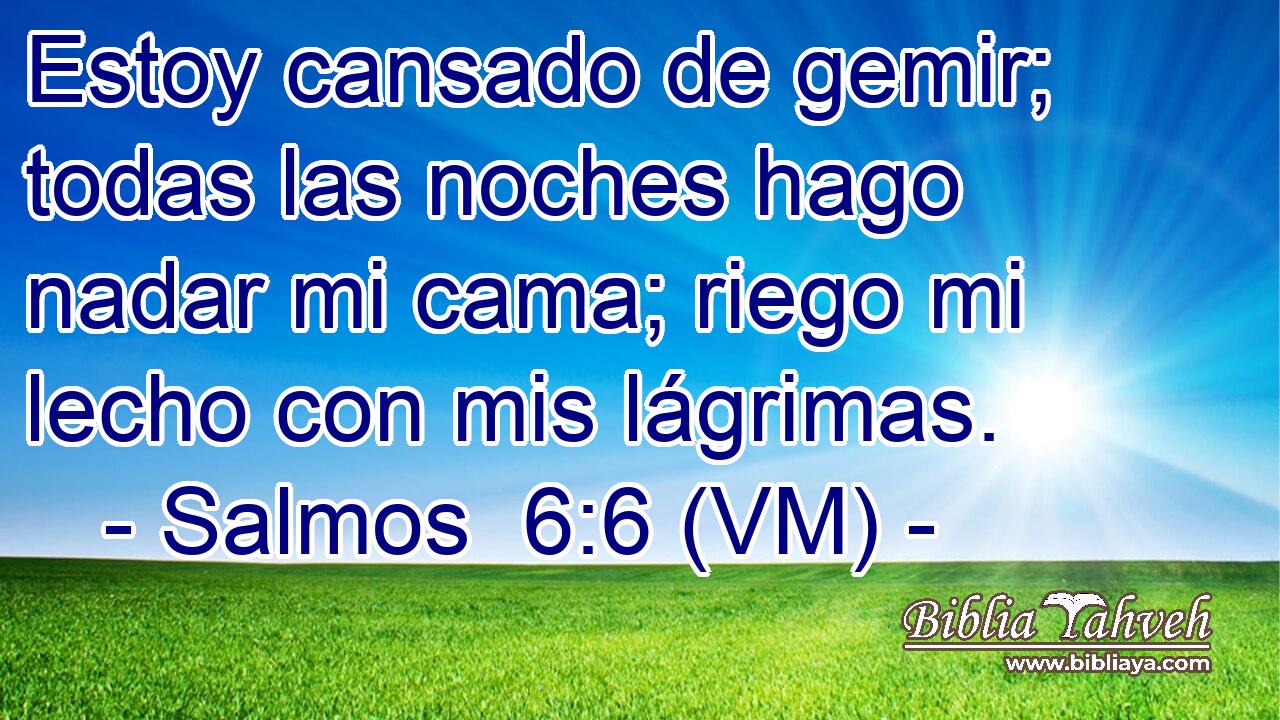  Estoy cansado de gemir; todas las noches hago nadar mi cama; riego mi lecho con mis lágrimas. 