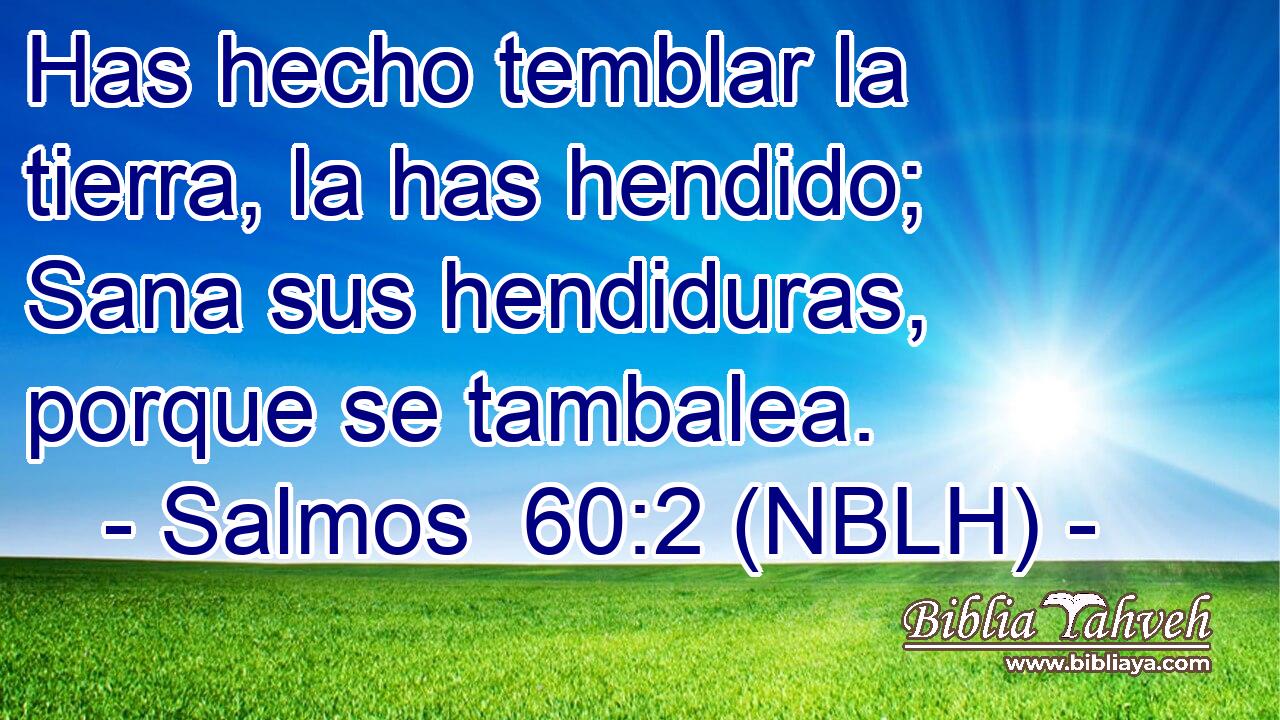  Has hecho temblar la tierra, la has hendido; Sana sus hendiduras, porque se tambalea. 