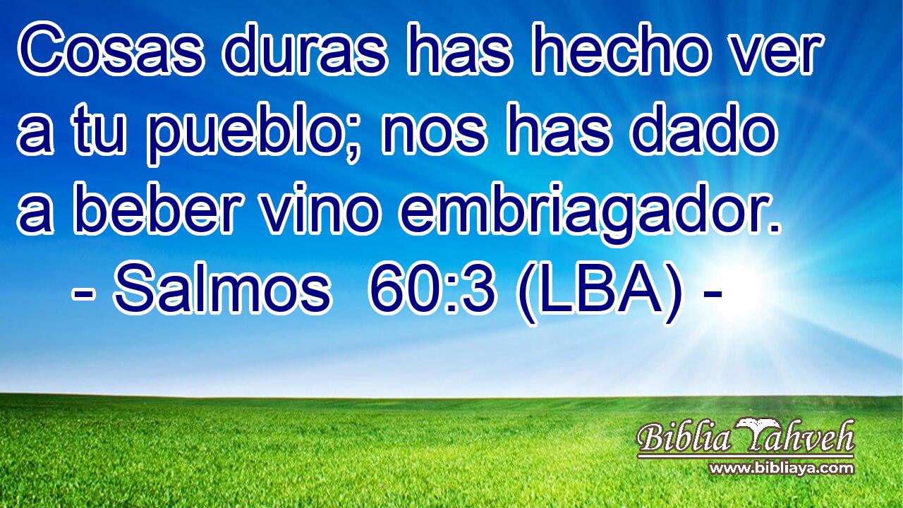 Cosas duras has hecho ver a tu pueblo; nos has dado a beber vino embriagador.