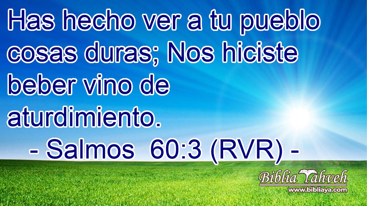 Has hecho ver a tu pueblo cosas duras; Nos hiciste beber vino de aturdimiento.
